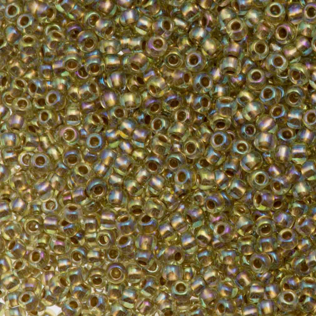 Toho Round Seed Bead 11/0 Inside Color Lined Gold Light Jonquil AB 2.5-inch Tube (998)