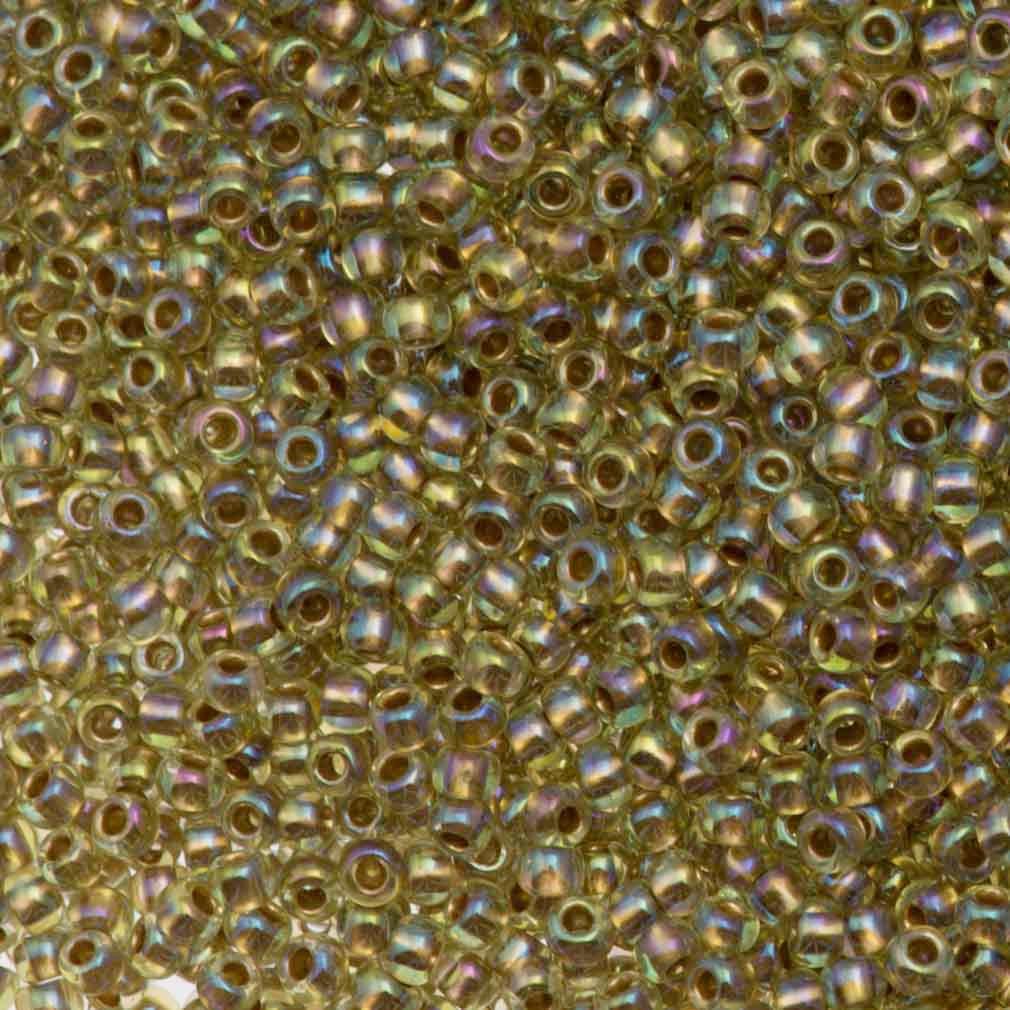 50g Toho Round Seed Bead 11/0 Inside Color Lined Gold Light Jonquil AB (998)