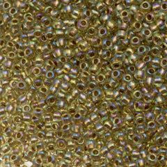 Toho Round Seed Bead 11/0 Inside Color Lined Gold Light Jonquil AB 2.5-inch Tube (998)