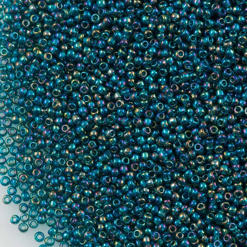 50g Toho Round Seed Bead 11/0 Transparent Teal AB (167BD)