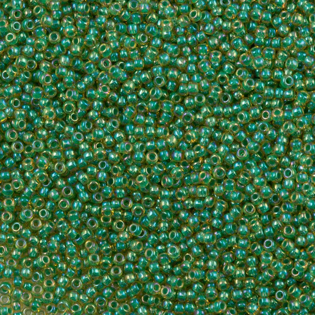 50g Toho Round Seed Beads 11/0 Light Jonquil Inside Color Lined Mint AB (1830)