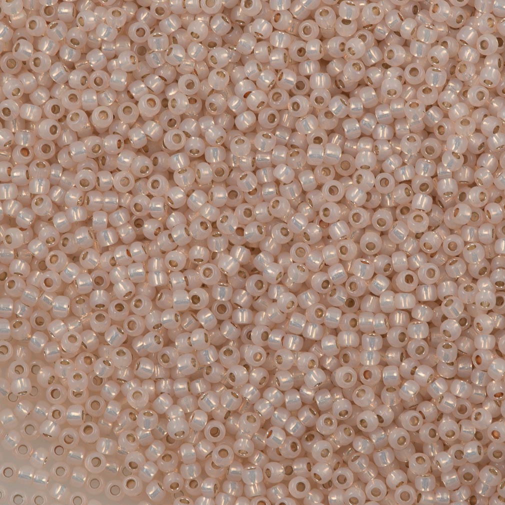 50g Toho Round Seed Bead 11/0 Permanent Finish Silver Lined Milky Peach (2126PF)