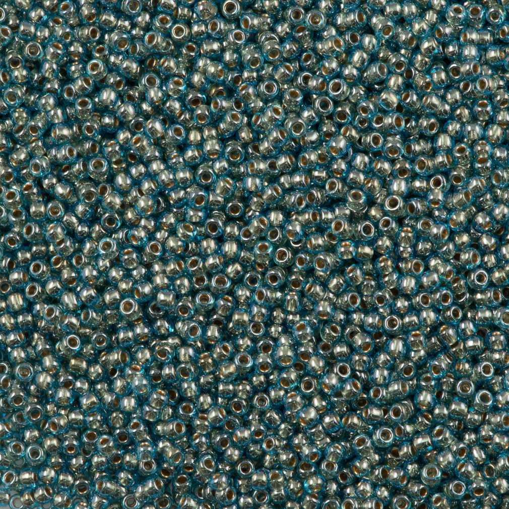 50g Toho Round Seed Beads 11/0 Inside Color Lined Gold Aqua (990)