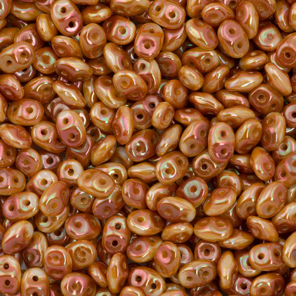 Super Duo 2x5mm Two Hole Beads Opaque White Full Apricot 22g Tube (03000AT2X)