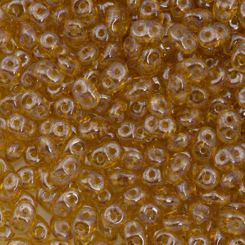 Super Duo 2x5mm Two Hole Beads Topaz White Luster 22g Tube (10060WL)