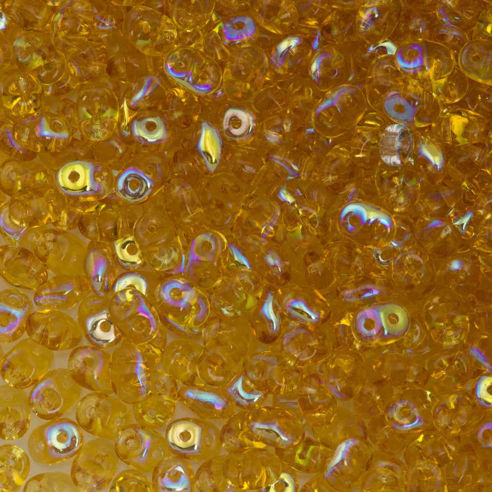 Super Duo 2x5mm Two Hole Beads Topaz AB 22g Tube (10060X)