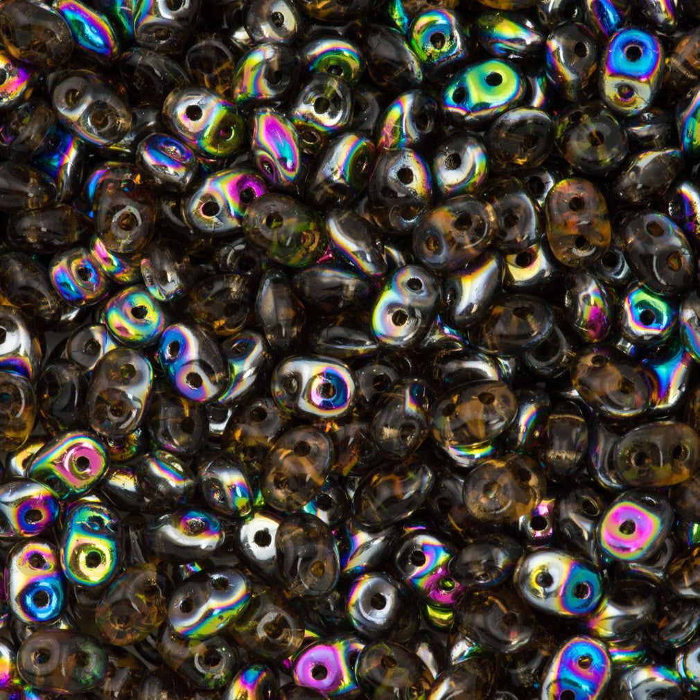 Super Duo 2x5mm Two Hole Beads Smoky Topaz Vitrail 15g (10230V)