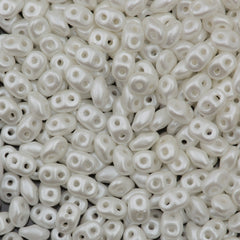 Super Duo 2x5mm Two Hole Beads Pastel Snow White 22g Tube (25001)