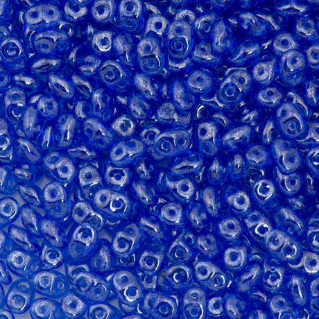 Super Duo 2x5mm Two Hole Beads Sapphire White Luster 22g Tube (30060WL)