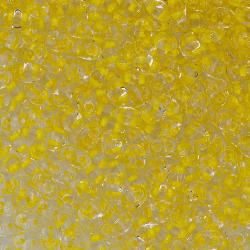 Super Duo 2x5mm Two Hole Beads Inside Color Lined Yellow 22g Tube (44886)