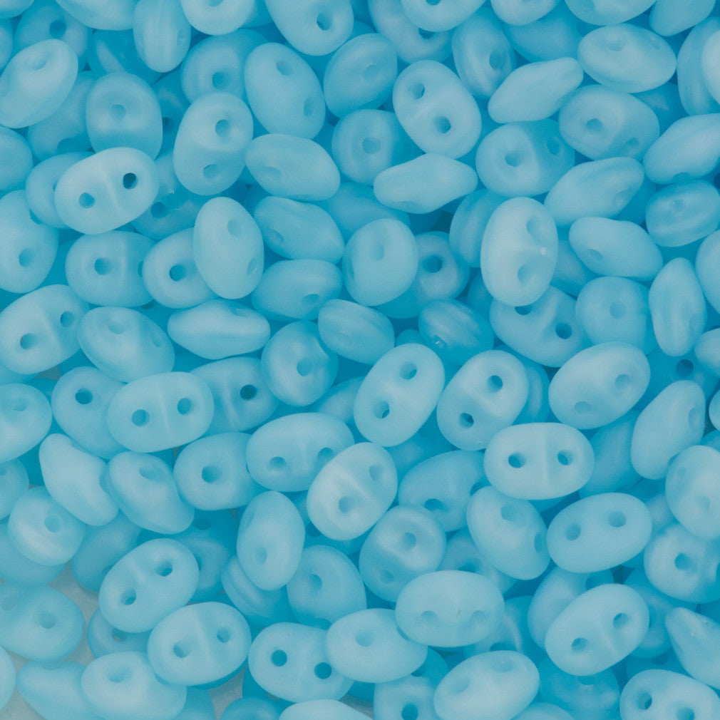 Super Duo 2x5mm Two Hole Beads Matte Milky Aquamarine 22g Tube (61000M)