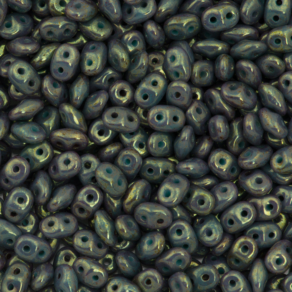 Super Duo 2x5mm Two Hole Beads Turquoise Pink Luster 15g (63130PKL)