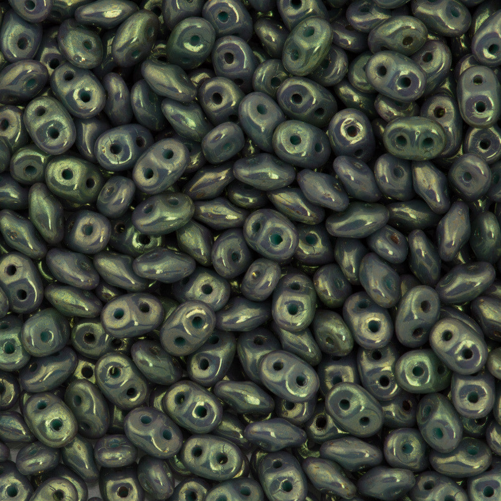 Super Duo 2x5mm Two Hole Beads Turquoise Red Luster 15g (63130RL)