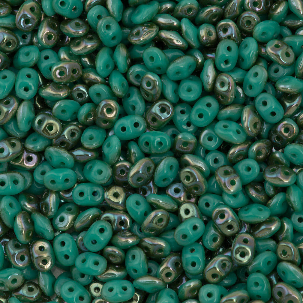 Super Duo 2x5mm Two Hole Beads Opaque Turquoise Celsian 22g Tube (63130Z)