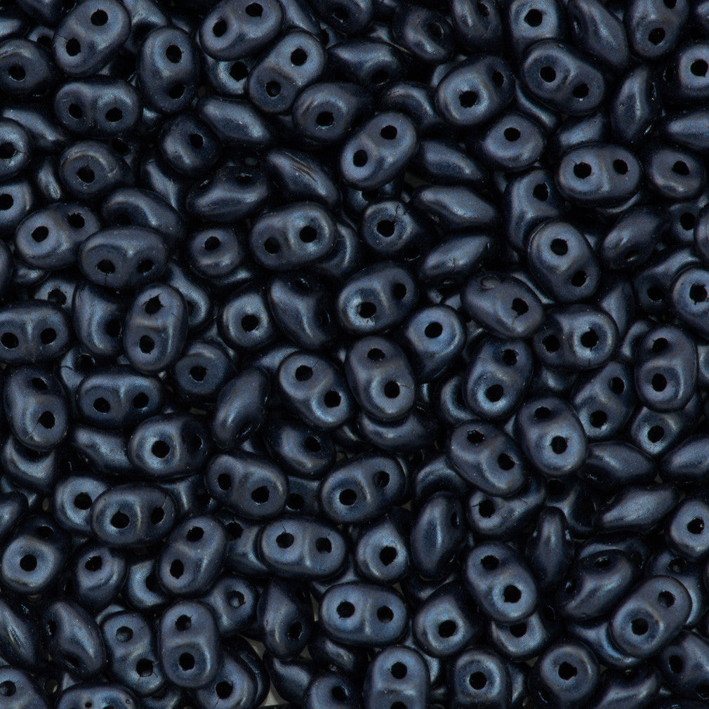 Super Duo 2x5mm Two Hole Beads Metallic Suede Dark Blue 22g Tube (79032)