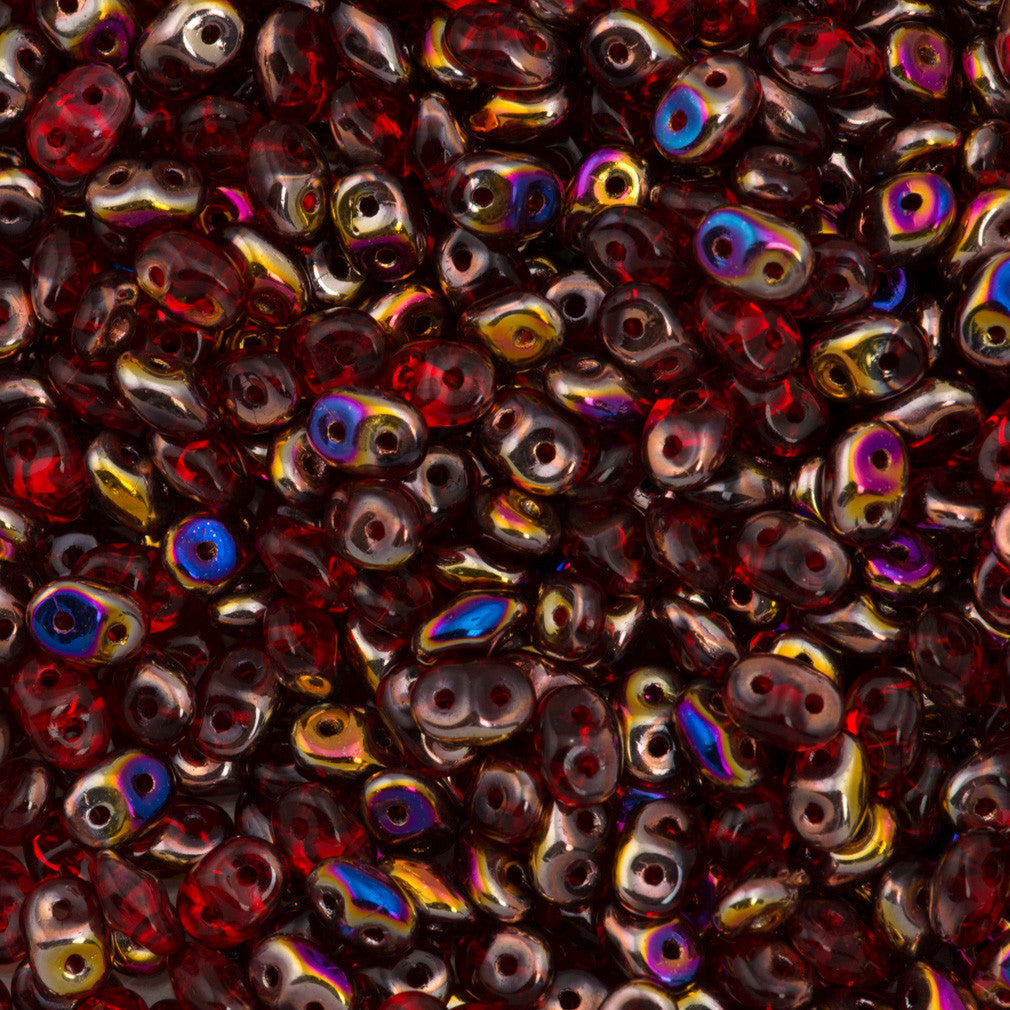 Super Duo 2x5mm Two Hole Beads Siam Ruby Sliperit 22g Tube (90080SP)