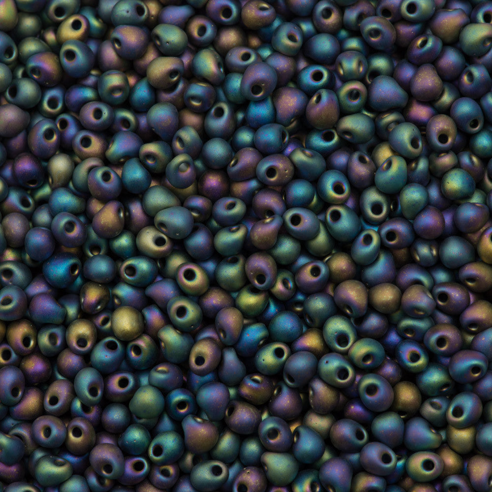 Miyuki Drop Fringe Seed Bead Matte Black AB 10g (401FR)