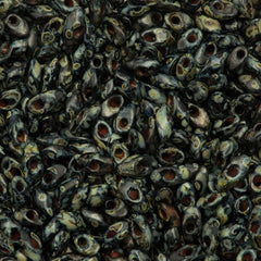 Miyuki Long Magatama Seed Bead Opaque Picasso Smoky Black 8g Tube (4511)