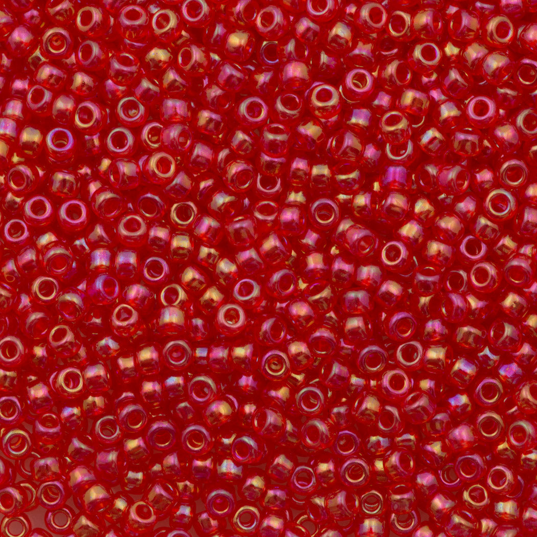 Miyuki Round Seed Bead 8/0 Transparent Red AB 22g Tube (254D)