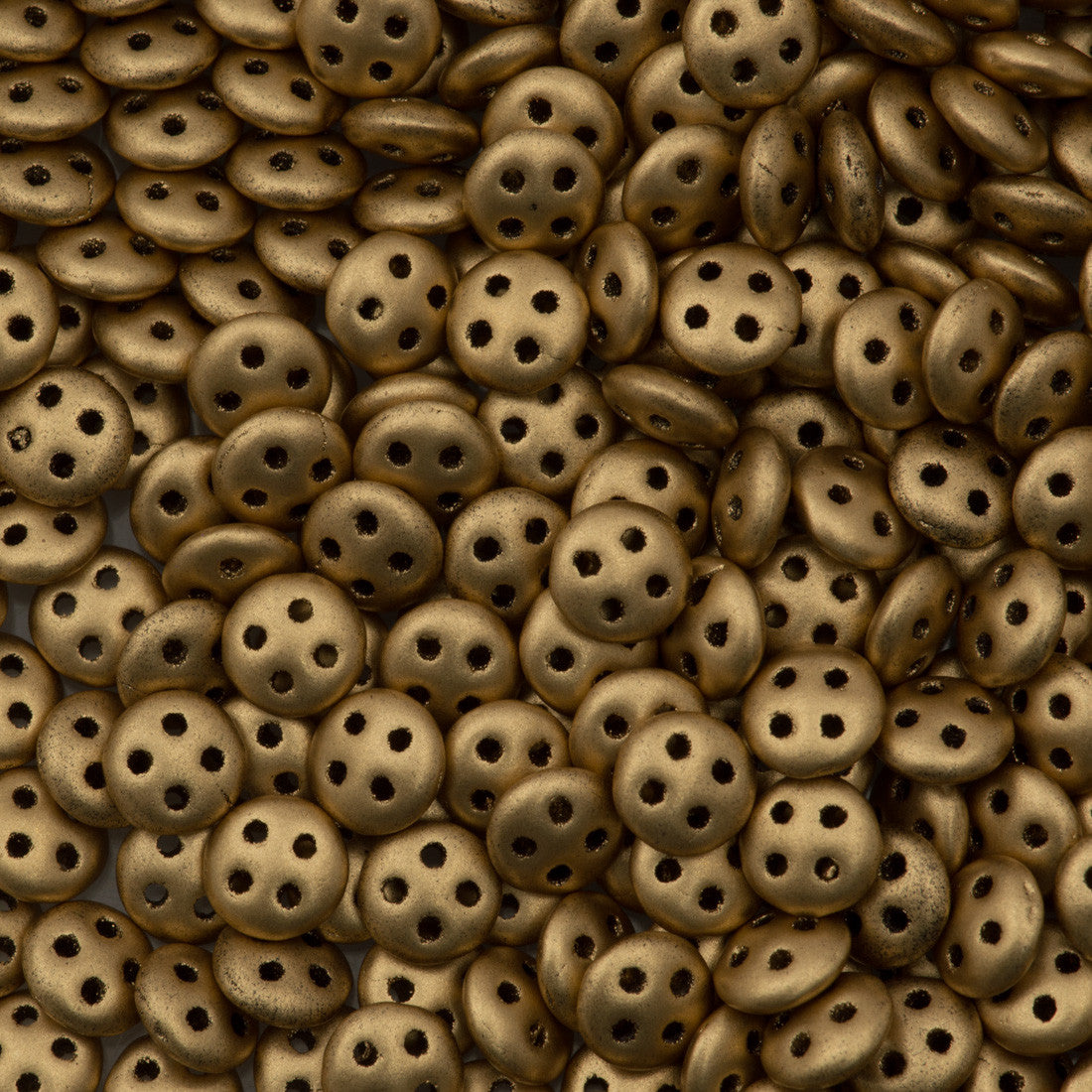 CzechMates 6mm Four Hole QuadraLentil Matte Metallic Flax Beads 2.5-inch Tube (01710K)