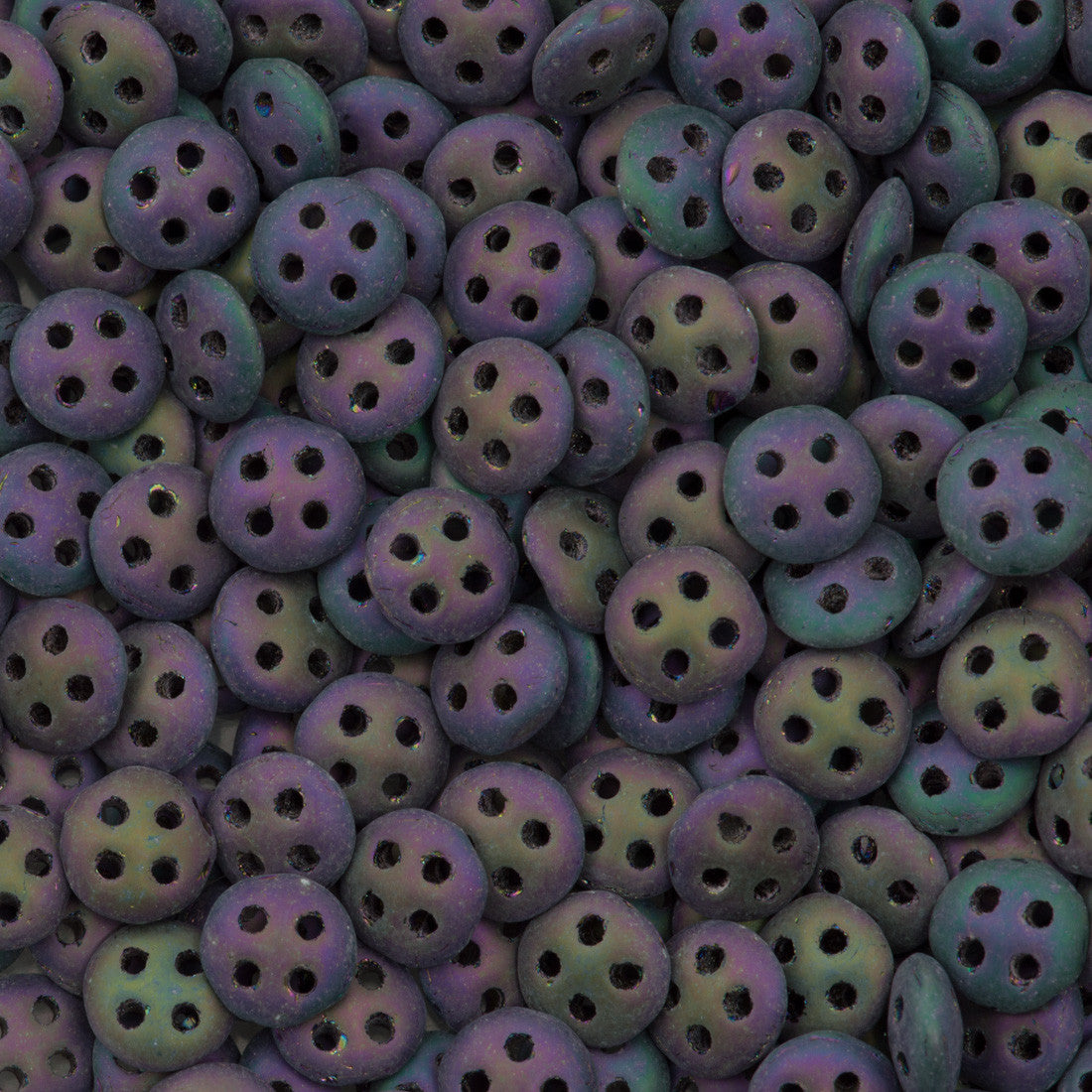 CzechMates 6mm Four Hole QuadraLentil Matte Purple Iris Beads 15g (21195)