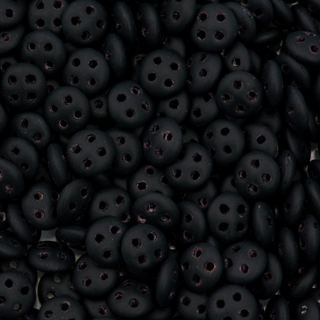 CzechMates 6mm Four Hole QuadraLentil Matte Jet Beads 15g (23980M)