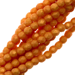 100 Czech Fire Polished 2mm Round Bead Pacifica Tangerine (10040PS)