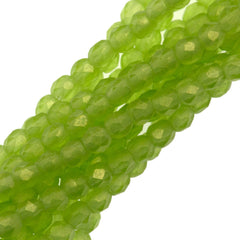 100 Czech Fire Polished 2mm Round Bead Gold Suede Olivine (50230MSG)
