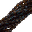 100 Czech Fire Polished 3mm Round Bead Matte Smoky Topaz Picasso (10230TM)