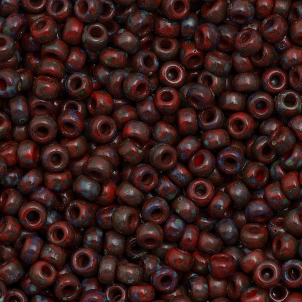 Miyuki Round Seed Bead 6/0 Opaque Red Picasso 20g Tube (4513)