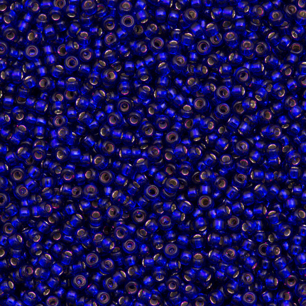 Miyuki Round Seed Bead 11/0 Dyed Silver Lined Dark Cobalt 22g Tube (1427)