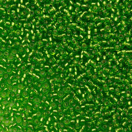 50g Miyuki Round Seed Bead 11/0 Silver Lined Lime (2423)
