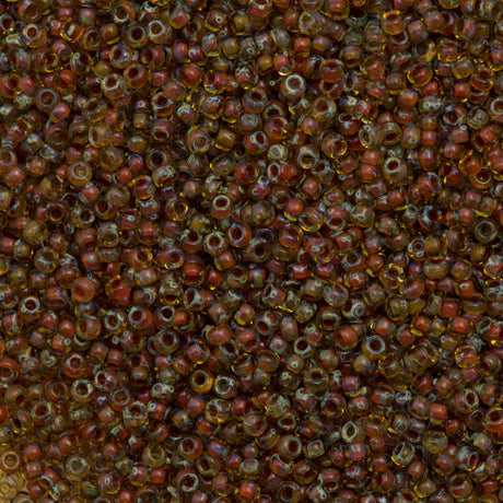 Miyuki Round Seed Bead 11/0 Transparent Saffron Picasso 22g Tube (4501)