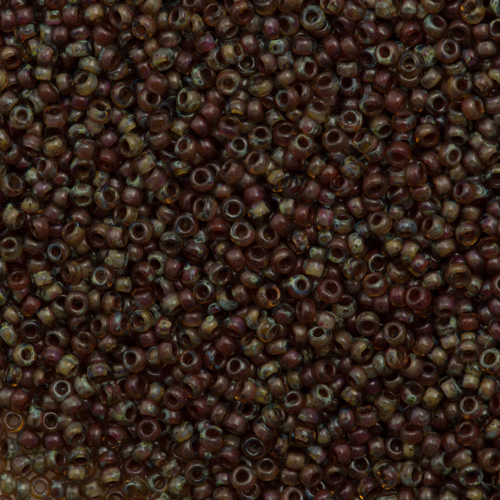 Miyuki Round Seed Bead 11/0 Transparent Cream Picasso 22g Tube (4505)