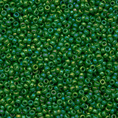10g Miyuki Round Seed Bead 11/0 Opaque Green AB (480)