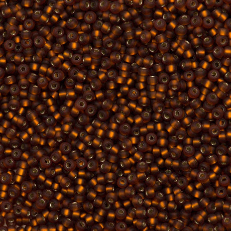 50g Miyuki Round Seed Bead 11/0 Matte Silver Lined Dark Topaz (5F)