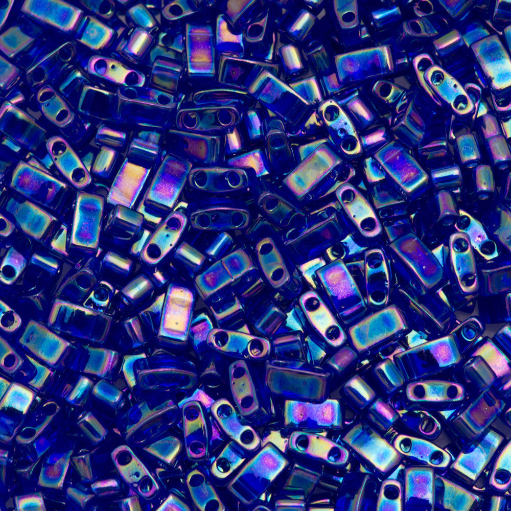 Miyuki Half Tila Seed Bead Transparent Cobalt Blue AB 7.5g Tube (177)