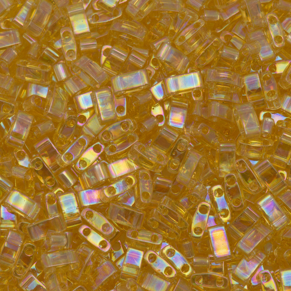 Miyuki Half Tila Seed Bead Transparent Light Amber AB 7.5g Tube (251)