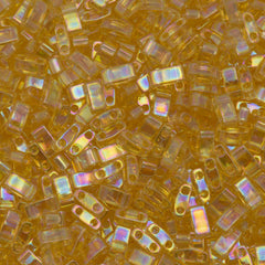 Miyuki Half Tila Seed Bead Transparent Light Amber AB 10g Tube (251)