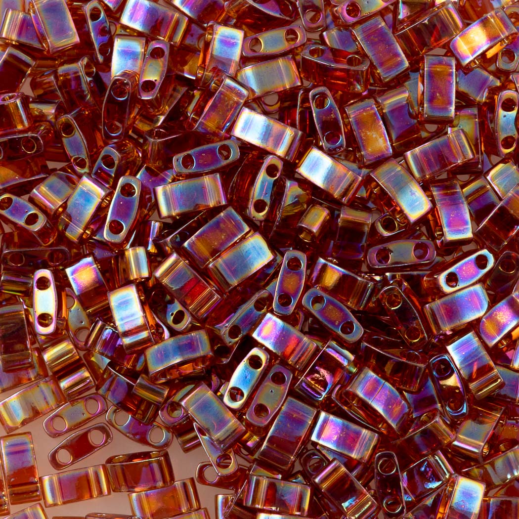 Miyuki Half Tila Seed Bead Transparent Dark Amber AB (257)