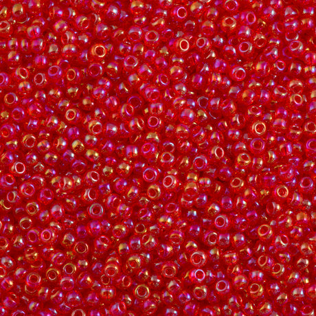 Toho Round Seed Bead 8/0 Transparent Raspberry AB 2.5-inch tube (165)