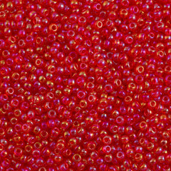 50g Toho Round Seed Bead 8/0 Transparent Raspberry AB (165)