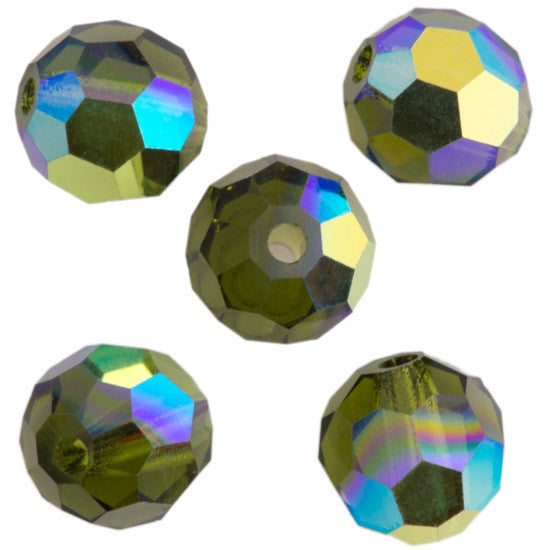 24 Preciosa Czech Crystal 4mm MC Round Bead Olivine AB 50230AB