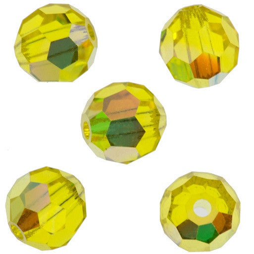 24 Preciosa Czech Crystal 4mm MC Round Bead Citrine AB (80310AB)