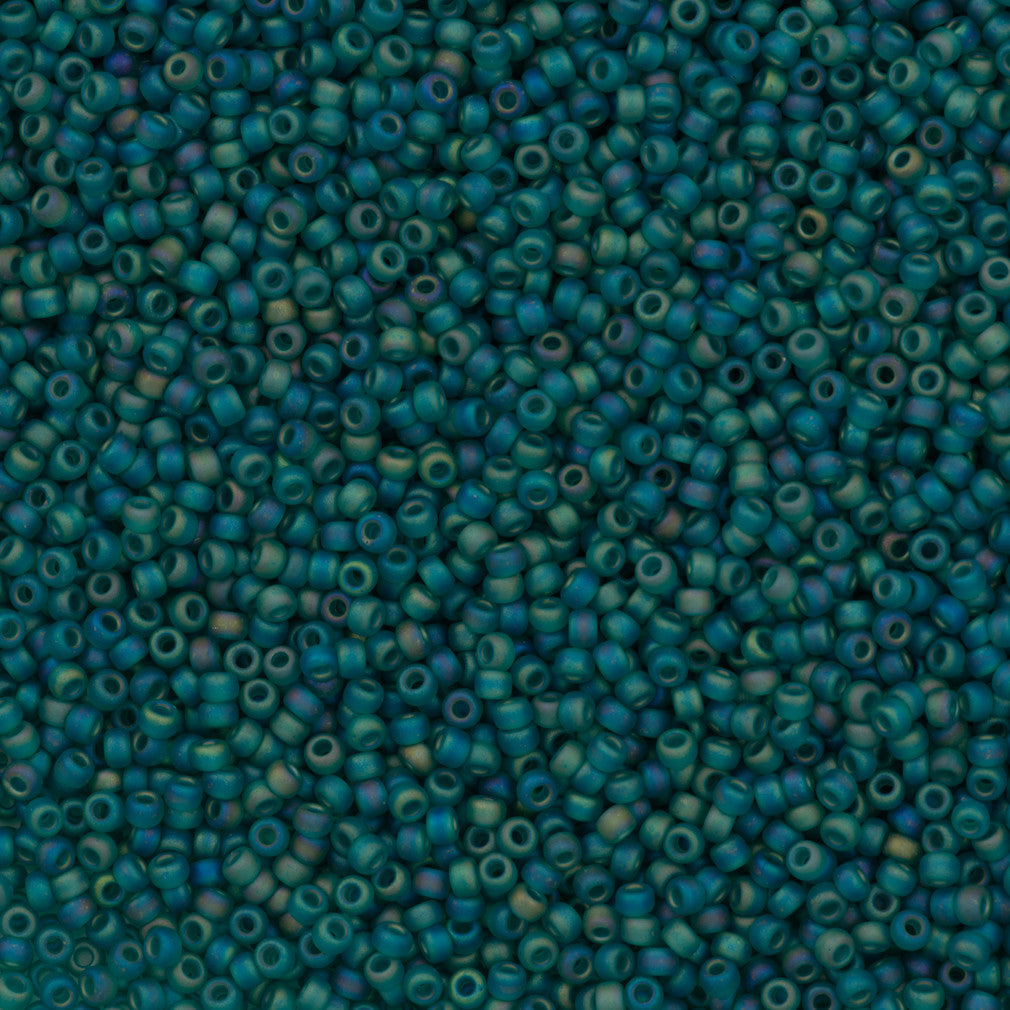 Miyuki Round Seed Bead 11/0 Matte Transparent Teal AB 22g Tube (2405FR)