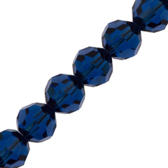 12 TRUE CRYSTAL 6mm Round Bead Dark Sapphire (255)