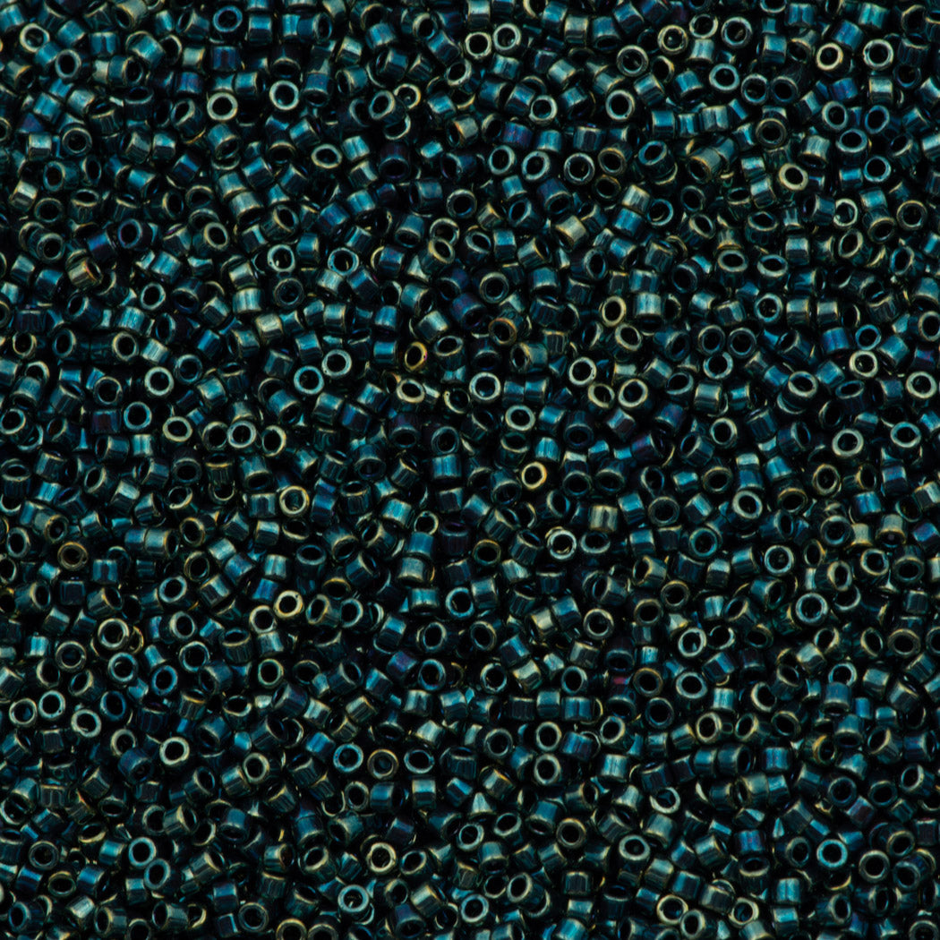 Miyuki Delica Seed Bead 11/0 Metallic Blue Green Gold Luster AB 2-inch Tube DB1006