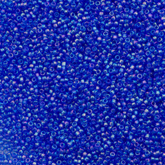 Toho Round Seed Bead 15/0 Transparent Cobalt AB 2.5-inch Tube (178)