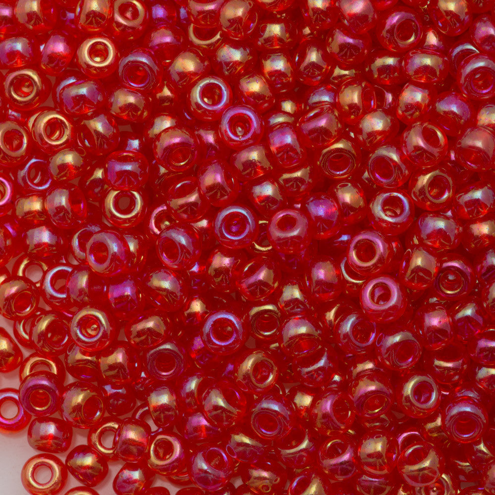 Miyuki Round Seed Bead 6/0 Transparent Red AB 20g Tube (254D)