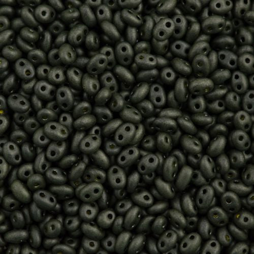 Preciosa Twin Two Hole Beads Matte Dark Green Jet Terra Pearl 15g 28986M